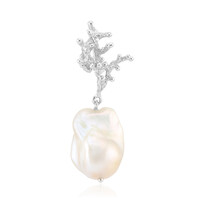 Weiße Süßwasserzuchtperlen-Silberanhänger