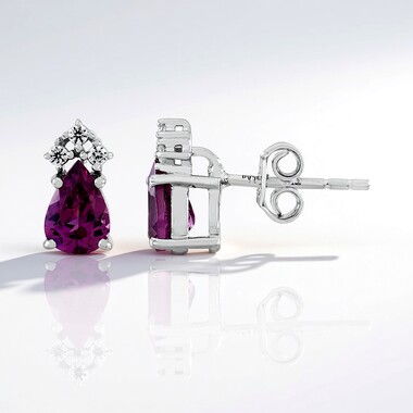 Magenta Garnet Silver Earrings
