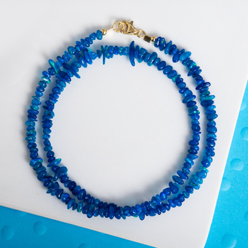 Äthiopischer Blauer Opal-Silberhalskette