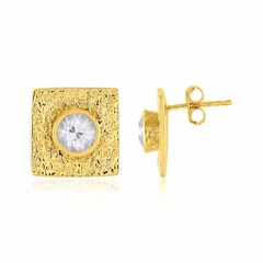 Zilveren oorbellen met zirkonen (de Melo Essence)