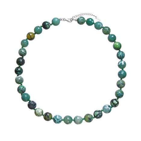 Mongolischer Achat-Silberhalskette