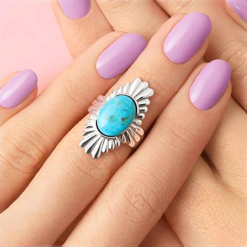Anillo en plata con Turquesa azul del Mohave Kingman (Faszination Türkis)