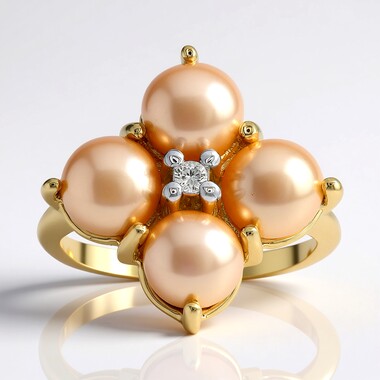 Peach Freshwater Pearl Silver Ring (TPC)