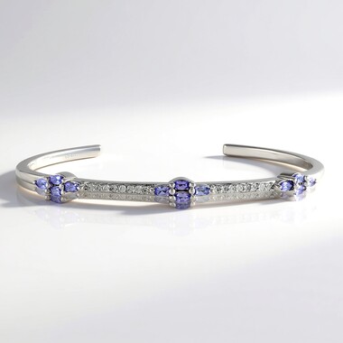 Tanzanite Silver Bangle