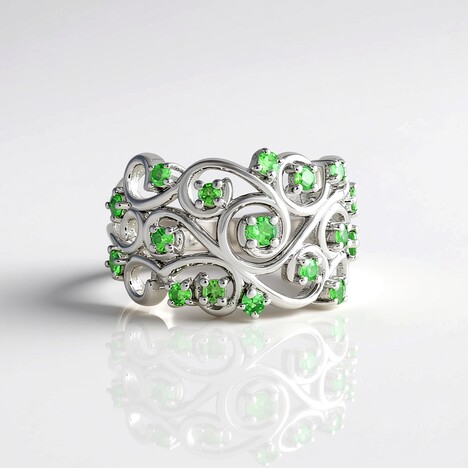 Anello in argento con Tsavorite della Tanzania (de Melo Essence)