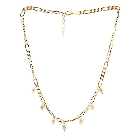 Weiße Süßwasserzuchtperlen-Silbercollier (TPC)