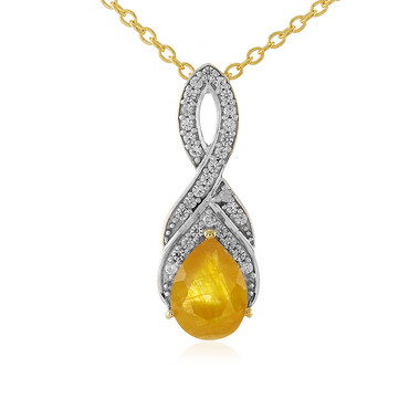 Collana in argento con Zaffiro Giallo del Madagascar