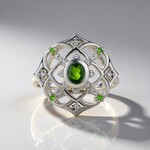 Anello in argento con Diopside Russo