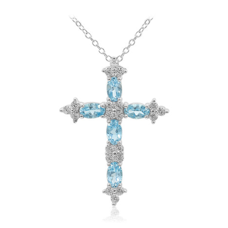 Schweizblauer Topas-Silberhalskette