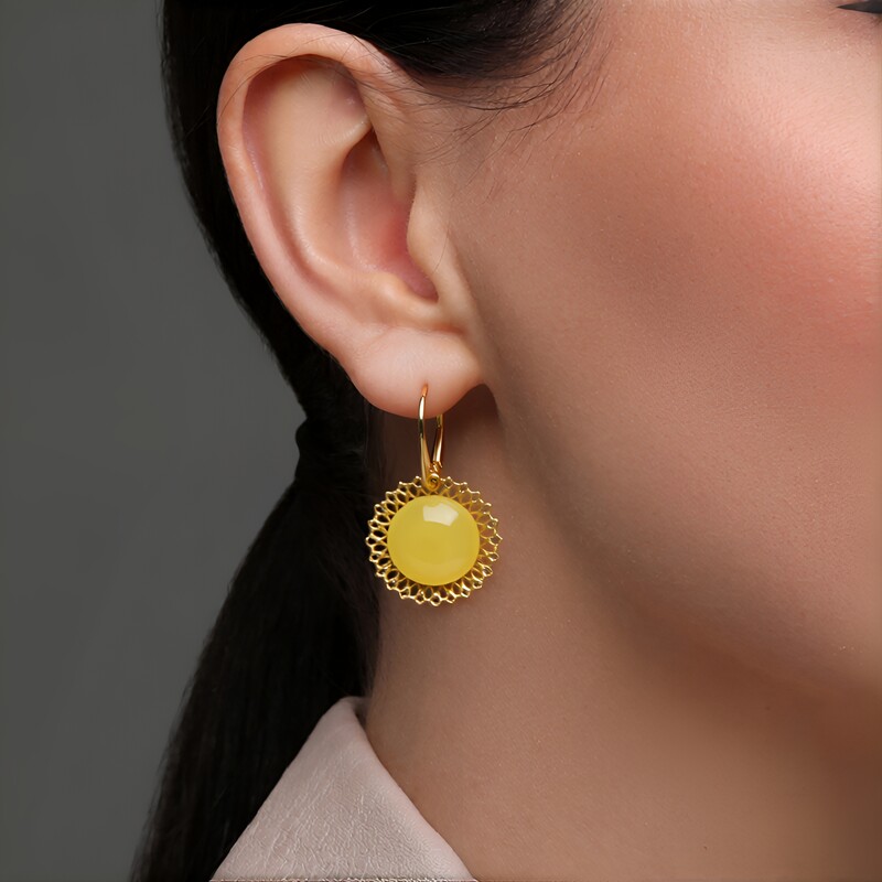 Orecchini in argento con Ambra Milky Baltica (dagen)