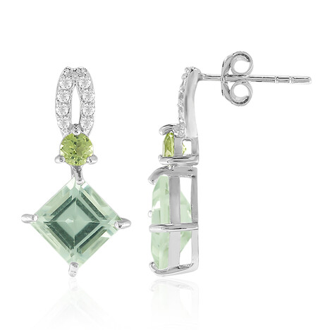 Boucles d'oreilles en argent et Améthyste verte