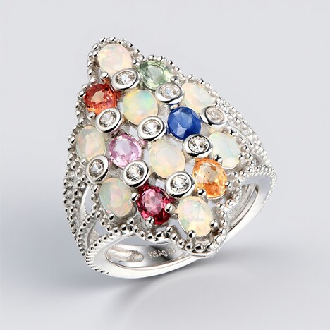 Anello in argento con Zaffiro Fancy