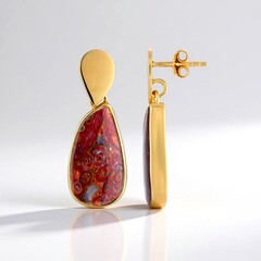 Orecchini in argento con Legno di Palma Pietrificato (Bali Barong)