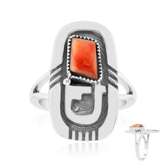 Zilveren ring met een Oranje stekelige oester (Jones Lee)
