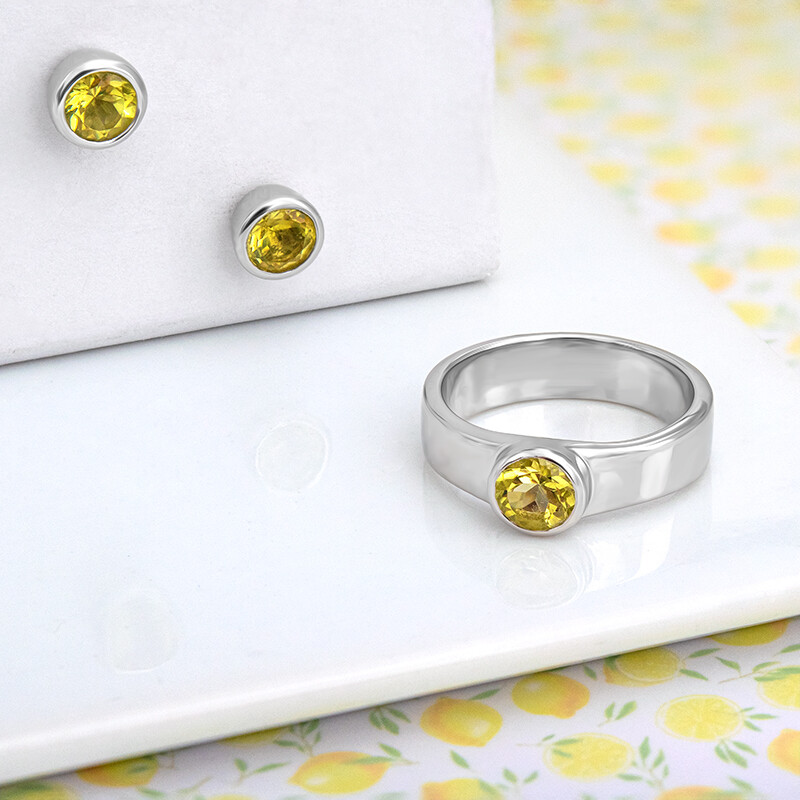 Parure in argento con Quarzo Ouro Verde