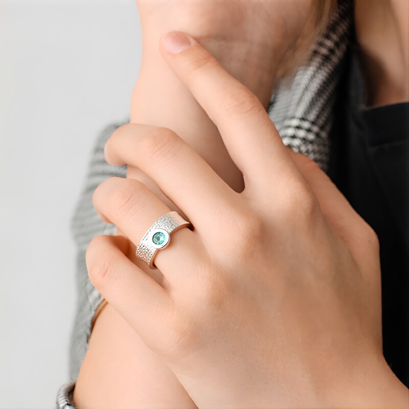 Anello in argento con Smeraldo Color Paraiba