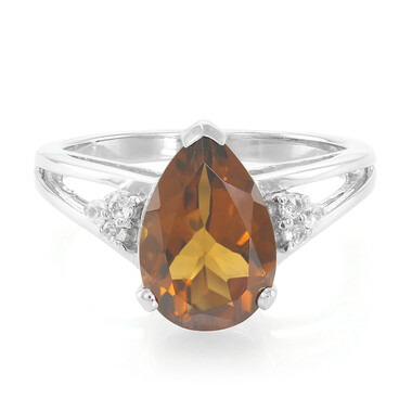 Cognac-Quarz-Silberring