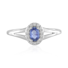 Nicht erhitzter Blauer Ceylon-Saphir-Silberring