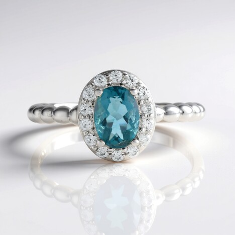 Anello in argento con Fluorite Blu Caraibico
