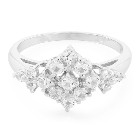 Zilveren ring met witte topaasstenen