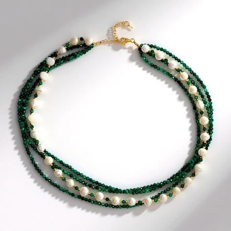 Collana in argento con Malachite (Riya)