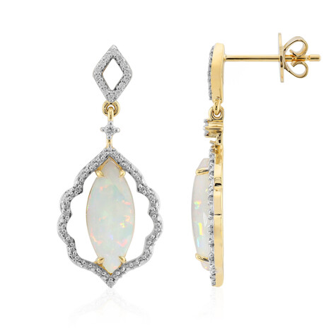 Brasilianischer Weißer Opal-Goldohrringe