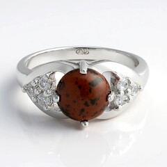 Anello in argento con Ossidiana Mogano