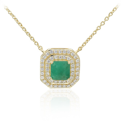 Zilveren halsketting met een Braziliaanse smaragd