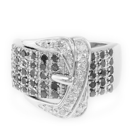 Black Diamond Silver Ring