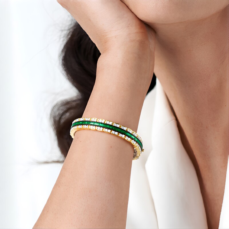 Bransoletka bangle ze srebra - Szmaragd z Zambii (Gems en Vogue)