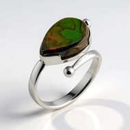Ammolite Silver Ring