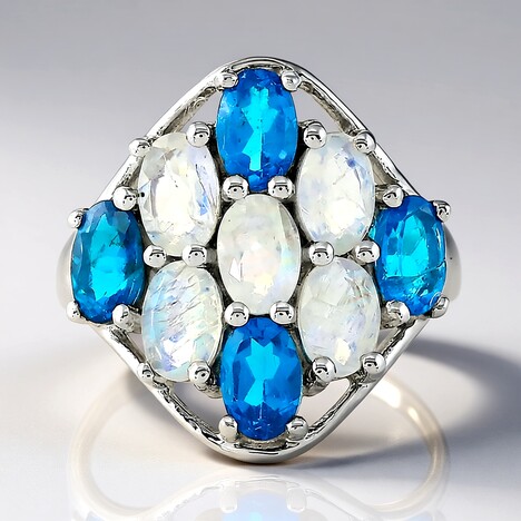 Anello in argento con Pietra di Luna Arcobaleno