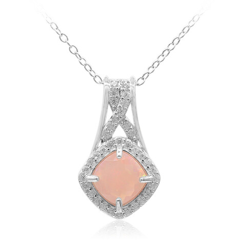 Zilveren halsketting met een roze opaal