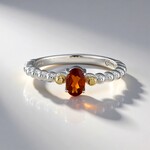 Anello in argento con Citrino Madeira (Granulieren)
