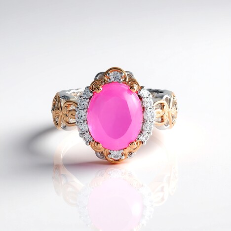 Anello in argento con Opale Rosa dell'Etiopia (Gems en Vogue)
