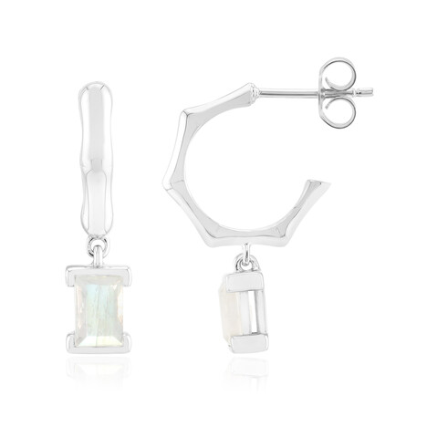 Boucles d'oreilles en argent et Pierre de Lune arc-en-ciel (SAELOCANA)