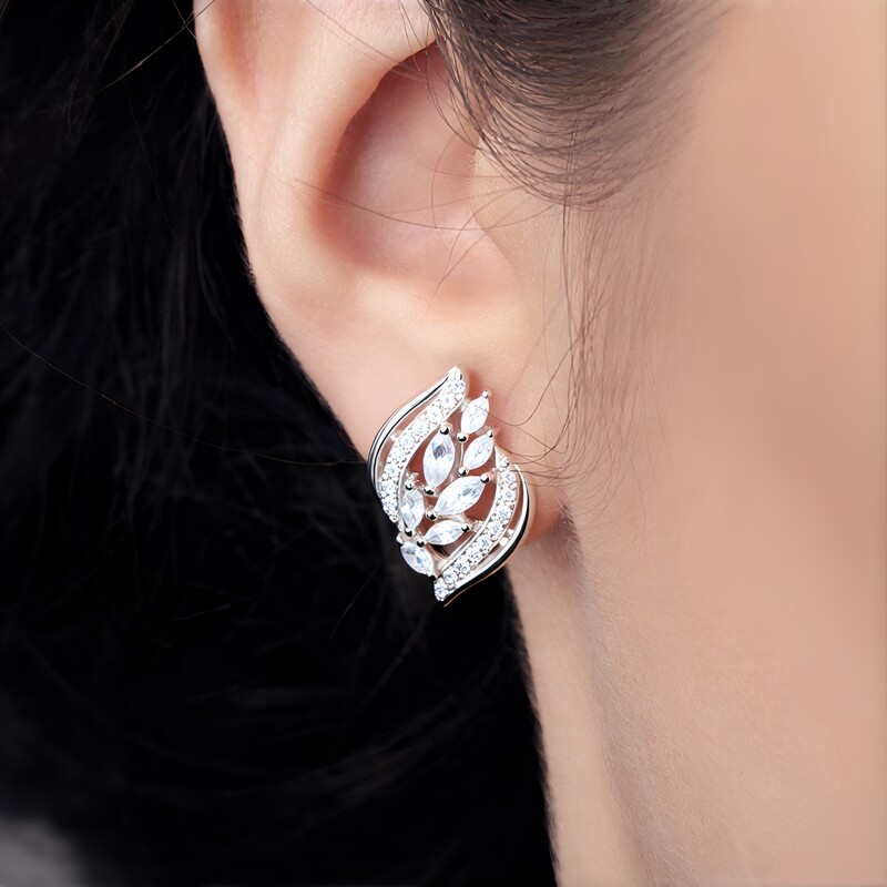 Zirkon-Silberohrringe