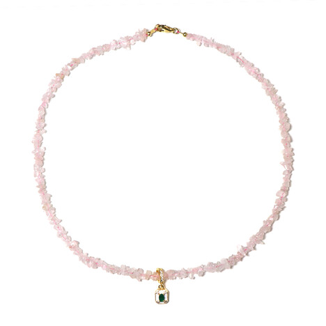 Rosenquarz-Silberhalskette (Riya)