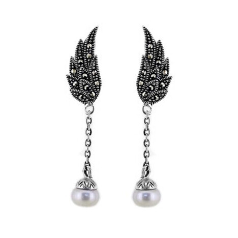 Silberfarbene Süßwasserzuchtperlen-Silberohrringe