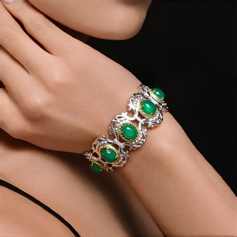 Zilveren armband met groene agaten (Dallas Prince Designs)