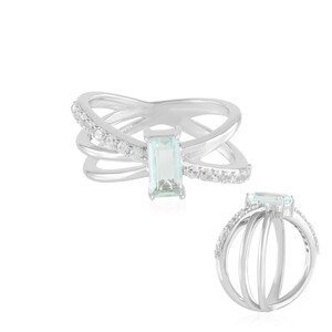 Zilveren ring met een Paraiba kleurige smaragd