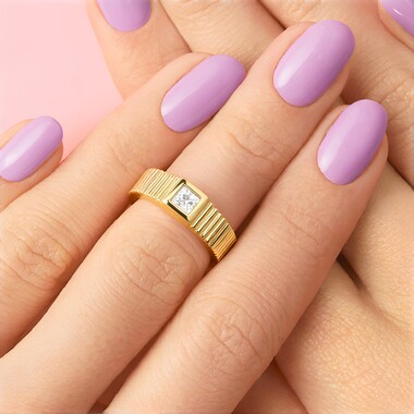 I2 Champagner-Diamant-Goldring (de Melo Gold)