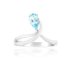 Bague en argent et Aigue-marine du Mozambique (Pallanova)