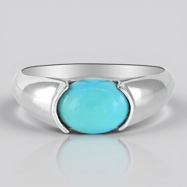 Bague en argent et Turquoise bleue de Mohavie