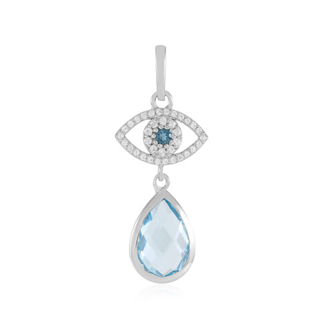 Colgante en plata con Topacio azul cielo