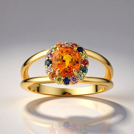 Anello in oro con Zaffiro Arancione Ban Ka Cha