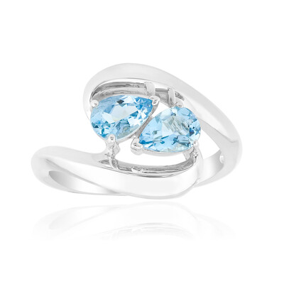 Bague en argent et Aigue-marine du Mozambique (Pallanova)