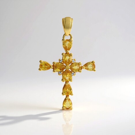 Pendentif en argent et Saphir jaune de Ceylan