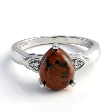 Anello in argento con Ossidiana Mogano