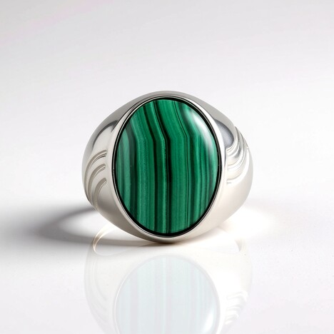 Anello in argento con Malachite (Adela Silber)